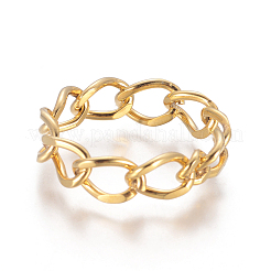 Unisex 304 Stainless Steel Chain Finger Rings&nbsp;RJEW-L091-34-G-17mm