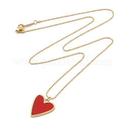 Ion Plating(IP) 304 Stainless Steel Acrylic Red Heart Pendant Ball Chain Necklaces for Women&nbsp;NJEW-F328-06G
