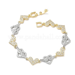 Heart Micro Pave Clear Cubic Zirconia Link Chain Bracelets for Women&nbsp;BJEW-C156-08A-GP