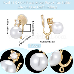 10Pcs Round Brass Brass Micro Pave Clear Cubic Zirconia Ear Cuff Findings&nbsp;KK-BBC0022-45