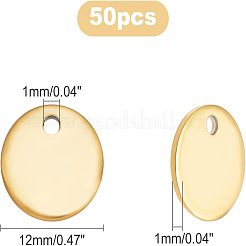 PVD Vacuum Plating 304 Stainless Steel Stamping Blank Tag Flat Round Charms&nbsp;STAS-UN0017-69G