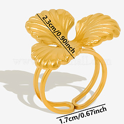 Stylish 304 Stainless Steel Clover Cuff Ring for Women&nbsp;UH3775-2