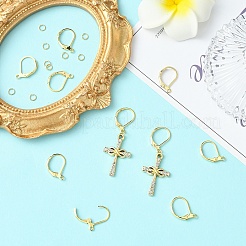 Brass Leverback Earring Findings&nbsp;KK-YW0002-46