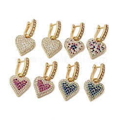 Brass Micro Pave Cubic Zirconia Hoop Dangle Earrings&nbsp;EJEW-G471-15G