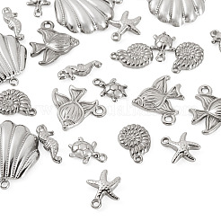 24Pcs 6 Styles 304 Stainless Steel Pendants&nbsp;STAS-TA0006-37P