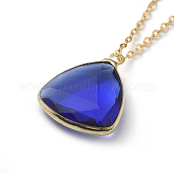 Triangle Glass Pendant Necklaces&nbsp;NJEW-JN02610-M