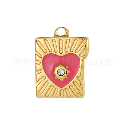 304 Stainless Steel Micro Pave Clear Cubic Zirconia Charms&nbsp;CU-OY001-39G