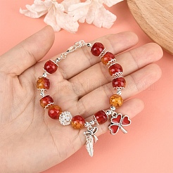 Alloy Enamel Clover & Leaf & Bowknot Charm Bracelets&nbsp;BJEW-YW00008