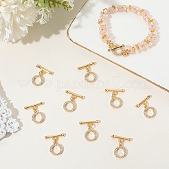 10 Sets Brass Micro Pave Clear Cubic Zirconia Toggle Clasps&nbsp;KK-BBC0021-01