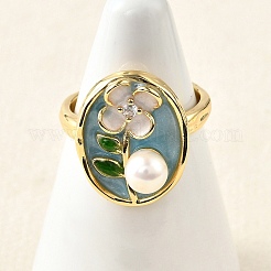 Brass Enamel Cuff Rings&nbsp;RJEW-K291-03G-01