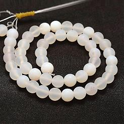 Frosted Natural White Agate Beads Strands&nbsp;G-F377-6mm