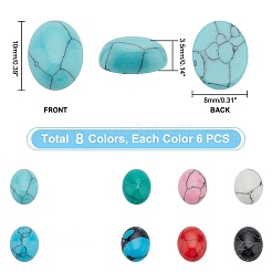 48pcs 8 colors Dyed Synthetic Turquoise Cabochons&nbsp;G-PH0036-03