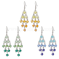 Rhombus Glass Beads Dangle Earrings&nbsp;EJEW-TA00790