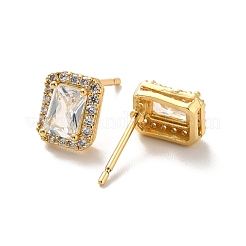 Clear Cubic Zirconia Rectangle Stud Earrings&nbsp;EJEW-K093-20G
