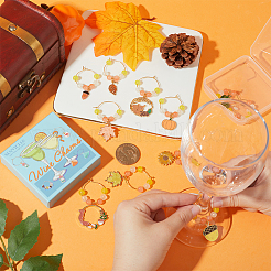 Autumn Theme Alloy Enamel with Glass Wine Glass Charms&nbsp;AJEW-SC0002-11