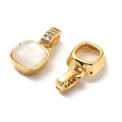 Brass Micro Pave Cubic Zirconia with Natural Shell Charms&nbsp;KK-G533-15G