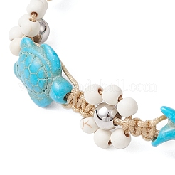 2Pcs 2 Colors Synthetic Turquoise & Magnesite Beads Braided Bracelets&nbsp;BJEW-TA00624