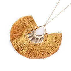 Polyester Tassel Pendant Necklaces&nbsp;NJEW-JN02519-M