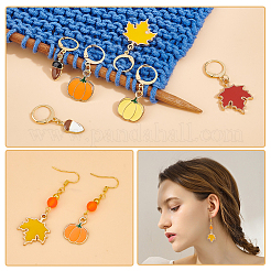 Autumn Theme Alloy Enamel Maple Leaf/Pumpkin/Acorn Locking Stitch Markers&nbsp;HJEW-PH01826