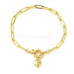 Brass Heart Charm Paperclip Chain Bracelets for Women&nbsp;BJEW-JB14258