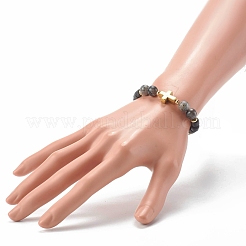 Natural Larvikite Beads Stretch Bracelets&nbsp;BJEW-JB06553