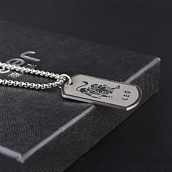 Rectangle with Constellation Alloy Pendant 316L Surgical Stainless Steel Chain Necklaces&nbsp;WG3A89F-06