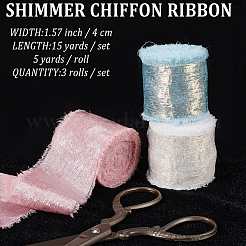 3 Roll 3 Colors Single Face Hot Stamping Polyester Frayed Ribbon&nbsp;OCOR-CP0001-12C