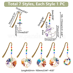7Pcs 7 Styles Tibetan Style Alloy Bookmarks&nbsp;AJEW-UN00008