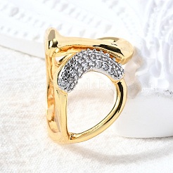 Brass Micro Pave Cubic Zirconia Cuff Rings&nbsp;RJEW-D313-07PG