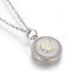 Brass Initial Pendant Necklaces&nbsp;NJEW-I230-24P-B
