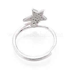 Star Shape Brass Micro Pave Clear Cubic Zirconia Adjustable Ring Settings&nbsp;KK-T076-51P