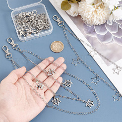 4Pcs 4 Styles Brass & 304 Stainless Steel Double Layer Chains for Jeans Pants with Alloy Star Charms&nbsp;AJEW-GO00009