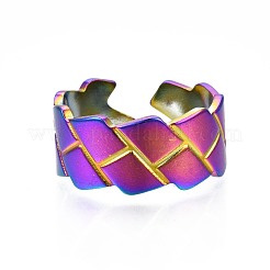 304 Stainless Steel Grooved Cuff Ring&nbsp;RJEW-N038-072