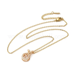 Brass Micro Pave Cubic Zirconia Pendant Necklaces for Women&nbsp;NJEW-E106-04KCG-02