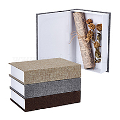 3Pcs 3 Colors Burlap Fake Book Model Simulation Book&nbsp;AJEW-PH0008-14