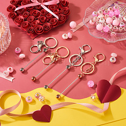Valentine's Day DIY Beadable Keychain Making Kit&nbsp;DIY-TA0006-66