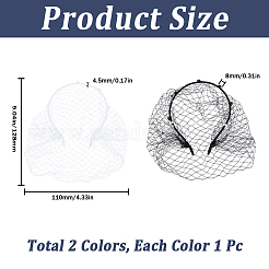 2Pcs 2 Colors Bridal Rhinestones Pearl Mesh Veil Cloth Hair Bands&nbsp;MRMJ-GF0001-50A