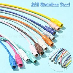 20Pcs Spray Painted 201 Stainless Steel Wire Cable Keychains&nbsp;BJEW-YW0001-15