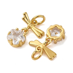 Brass Micro Pave Cubic Zirconia Pendants&nbsp;KK-P308-49G