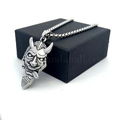 Vintage Punk 304 Stainless Steel Cow Devil Pendant Necklaces for Men&nbsp;QK5762