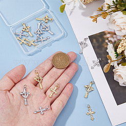 16Pcs 4 Styles Rack Plating Brass & Cubic Zirconia Pendants&nbsp;KK-HS0001-13