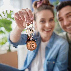 50Pcs Engraved Wooden Flat Round Pendant Keychains&nbsp;FIND-CA0011-32