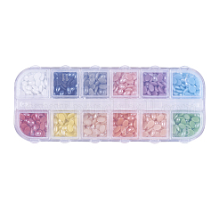 12 Colors Pearlized Plated Handmade Porcelain Cabochons&nbsp;PORC-JP0001-13-4x6mm