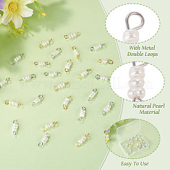 30Pcs 2 Styles Natural Pearl Rondelle Beaded Connector Charms&nbsp;PALLOY-TA00392