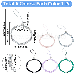 6Pcs 6 Colors Glass & Rhinestone Beaded Phone Hand Strap Chains&nbsp;AJEW-GF0008-56
