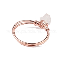 Natural Rose Quartz Chips Finger Ring&nbsp;RJEW-L082-03RG-04