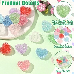 16Pcs 8 Colors Drusy Heart Resin Rhinestone Beads&nbsp;RESI-YW0006-24