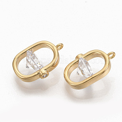Brass Clear Cubic Zirconia Charms&nbsp;ZIRC-Q021-033G-NF