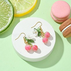 Handmade Flower Epoxy Resin & ABS Plastic Imitation Pearl Dangle Earrings&nbsp;EJEW-TA00470