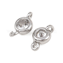 Brass Pave Clear Cubic Zirconia Connector Charms&nbsp;KK-H538-04P